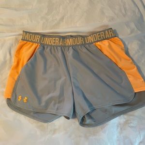 Under armour womens athletic shorts grey orange